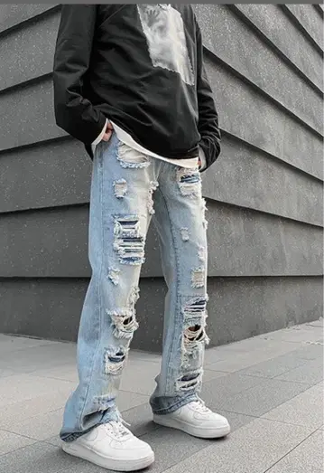 데미지 진 라이트 블루 S 사이즈