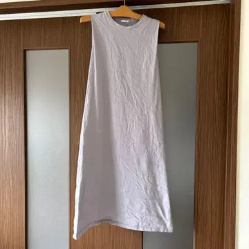 슬리브리스 티셔츠 롱 원피스 라이트 그레이