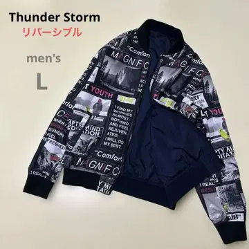[썬더스톰 L] 리버서블 점퍼 멀티 컬러 그래픽 블루종