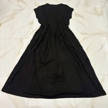 무인양품 보트넥 맥시 길이 원피스 블랙 면 레이온