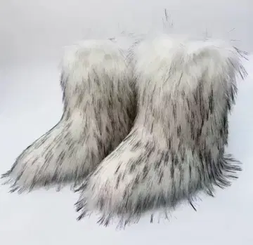 화이트 퍼 부츠 헤이세이 갸루 y2k 볼륨 퍼 페어리 그런지