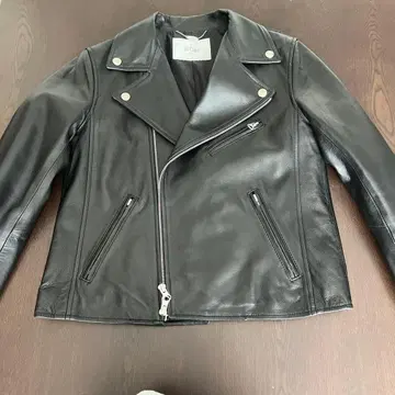 SLOBE 블랙 가죽 라이더 자켓