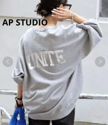 AP STUDIO UNITE 맨투맨 풀오버 실버 로고
