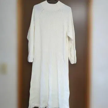 아이보리 리브 니트 롱 원피스
