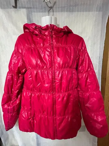 [새상품] 후드 부착 핑크 퀼팅 자켓