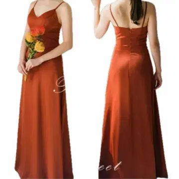 웨딩 드레스 컬러 드레스 머메이드 드레스 테라코타 앞 촬영 2차 모임