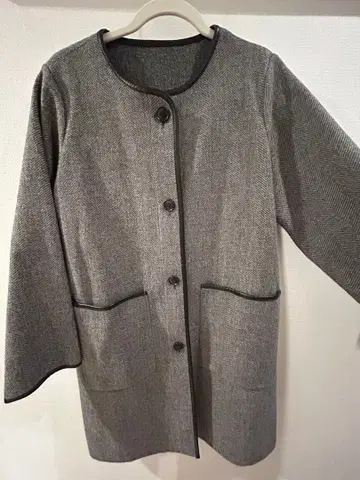 GLOBAL WORK 헤링본 무늬 롱 코트 M