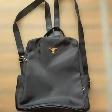 블랙 나일론 백팩 로고 포함