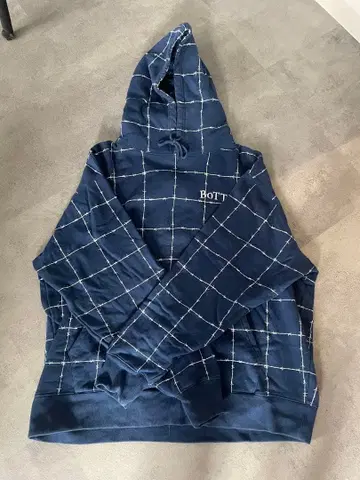 BoTT 네이비 체크 무늬 후드티 XL
