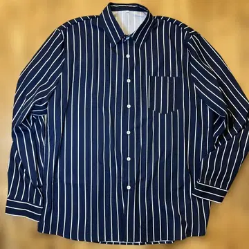 네이비/화이트 스트라이프 긴팔 셔츠 2XL