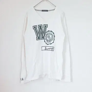 RAGEBLUE 긴팔 티셔츠 프린트 로고 화이트 M V넥