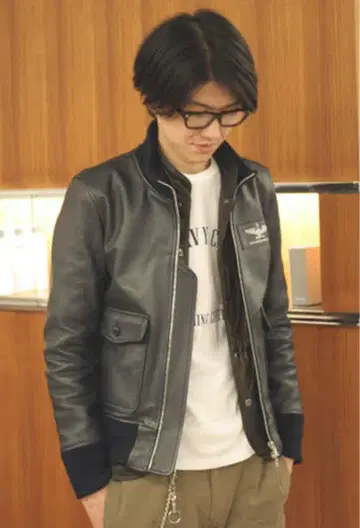 유니폼 익스페리먼트 싱글 가죽 자켓 네이비 2