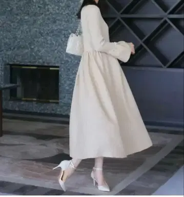 리브 니트 & 팽팽 자카드 원피스 M