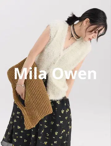 [ 정가 8,910엔 ] 미라 오웬 V넥 풀오버 샤기 니트 베스트