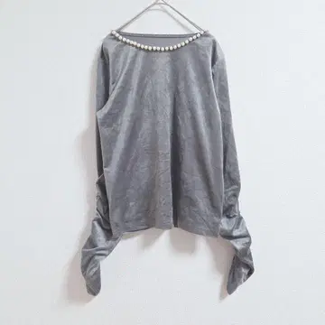 그레이 펄 장식 프리 긴팔 섀도우 슬리브 겨울