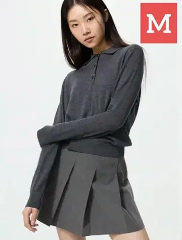 새상품 유니클로 / 메리노 폴로 스웨터 (GRAY M 사이즈)