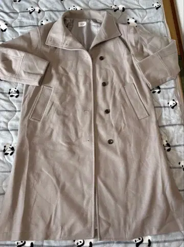 Lowrys Farm 그레이 베이지 버튼 롱 코트