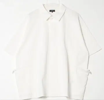 BEAMS 화이트 피케 셔츠 사이드 포켓 포함