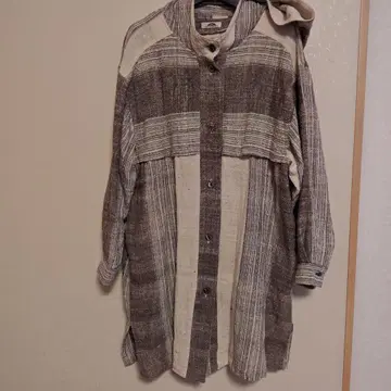 후드 부착 스트라이프 튜닉 코트