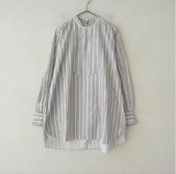 LENO 스트라이프 밴드 카라 긴팔 셔츠 리노앤코