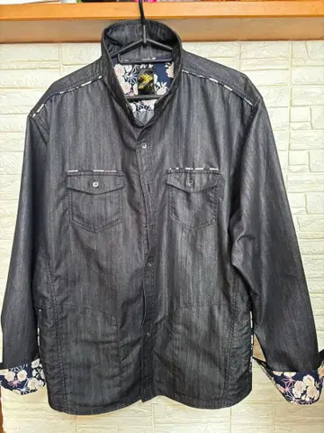 다크 그레이 데님풍 버튼업 셔츠