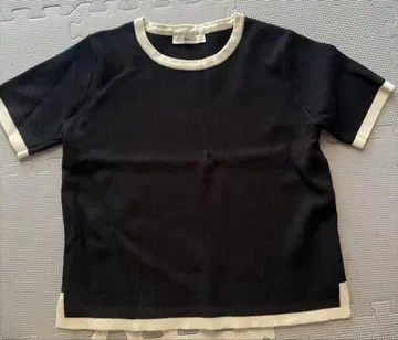 ZARA 니트 반팔 T셔츠 L 블랙/베이지