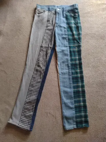 BEAMS BOY 패치워크 스트레이트 데님