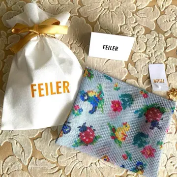 신품 FEILER 하이 메쉬 파우치 실버 그레이 M 사이즈 기프트용