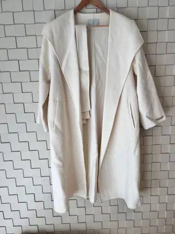 셀포드 롱 코트 리버 코트 벨트 리본 아이보리