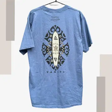 타히티 T셔츠 백 프린트 서프 패턴 블루 L