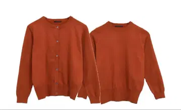 오렌지 가디건 스웨터 세트