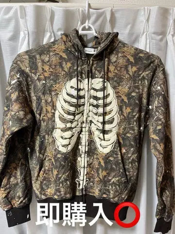 WISH FOREVER 카모플라쥬 스켈레톤 후드티 S