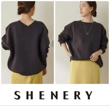 SHENERY 백 V 맨투맨 라이크 니트 풀오버 시너리