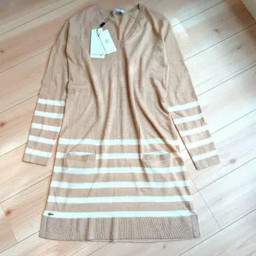 택 포함 새상품 라코스테 메리노울 보더 니트 원피스 LL 악어 로고