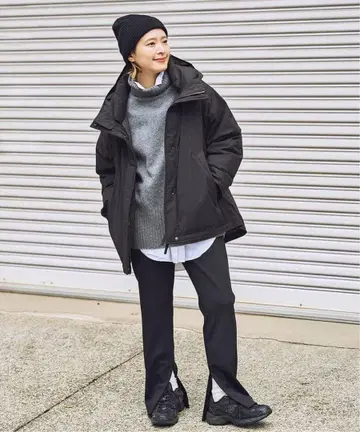 Spick and Span 발수 후디드 다운 하프 코트 34