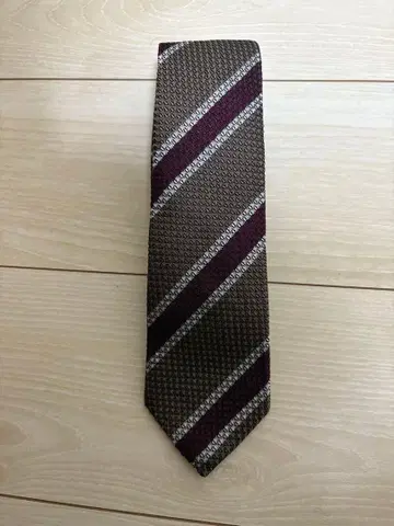 Makers Shirt 카마쿠라 100% 실크 그레이 보르도 스트라이프