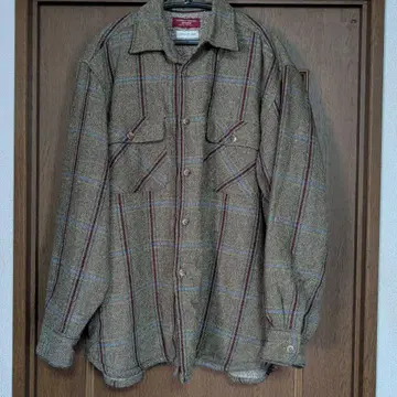 MITSUMINE 울 혼방 베이지 계열 체크 무늬 셔츠 영국제