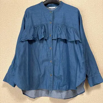 trois 트로아 프릴 긴팔 셔츠 사이즈 F 데님 조