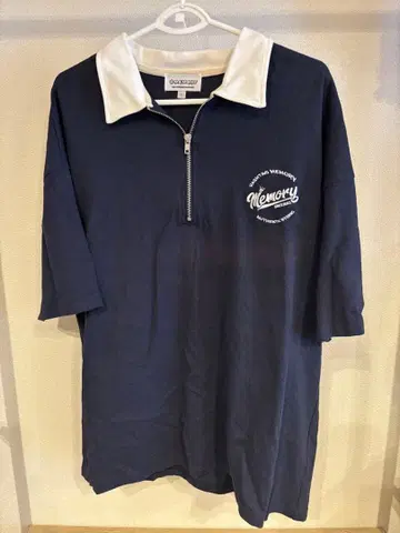 Memory 지퍼 피케 셔츠 네이비