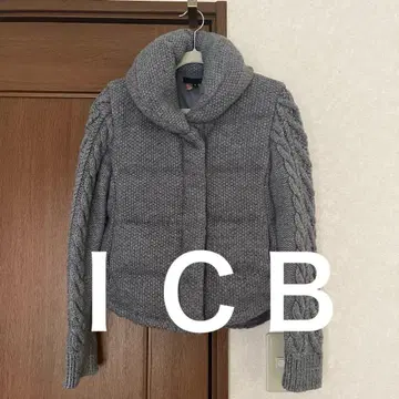 그레이 S 케이블 니트풍 다운 자켓