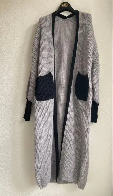 롱 가디건 그레이와 블랙 포켓 새상품 쉬인 L 긴팔
