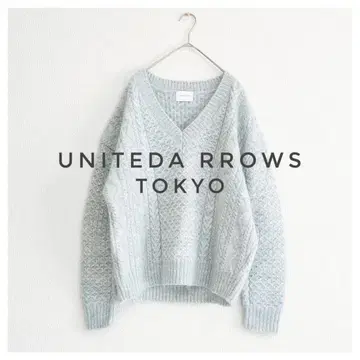 새상품급 유나이티드 애로우즈 도쿄 UWSC 모헤어 케이블 니트 라임