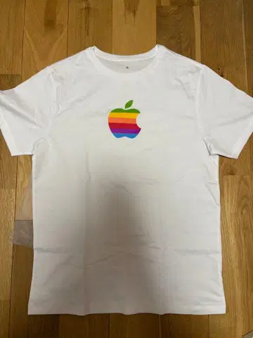 Apple 레인보우 애플 로고 T셔츠 화이트