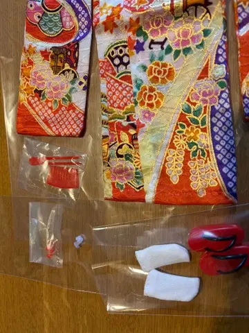 제니 인형 옷 갈아입기 일본풍 기모노 세트 머리 장식 귀찌 추가