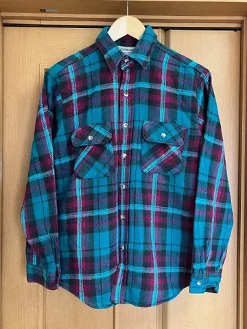 80s 파이브 브라더 플란넬 셔츠 USA제 네온 컬러 빈티지