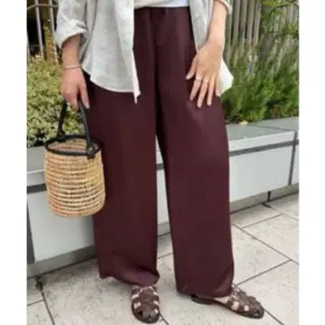 택 포함 새상품 프레임워크 빈티지 스타일 새틴 이지 팬츠 와인 36