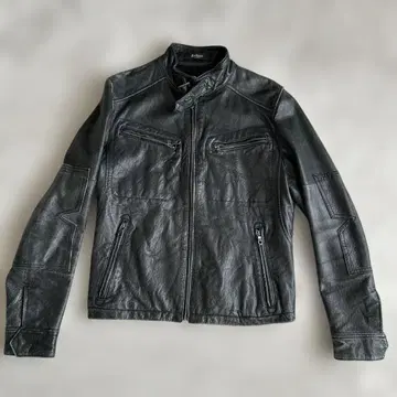 Sortisso 블랙 가죽 싱글 라이더 자켓