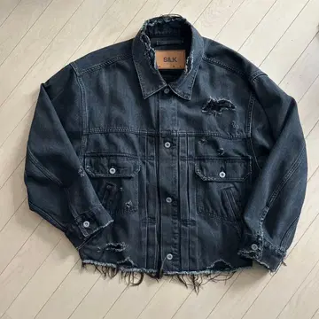 doublet damaged silk denim setup 21ss