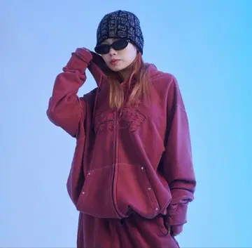 sedacle 피그먼트 가공 지퍼 후드티