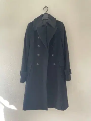 울 피 코트 블랙 더블 버튼 COMME CA DU MODE